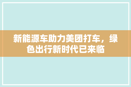 新能源车助力美团打车，绿色出行新时代已来临