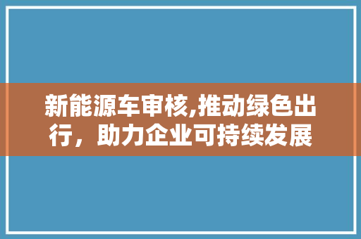 新能源车审核,推动绿色出行，助力企业可持续发展