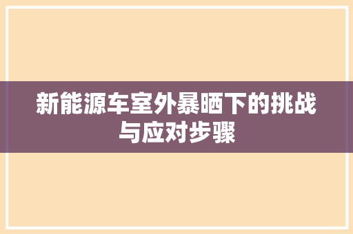 新能源车室外暴晒下的挑战与应对步骤