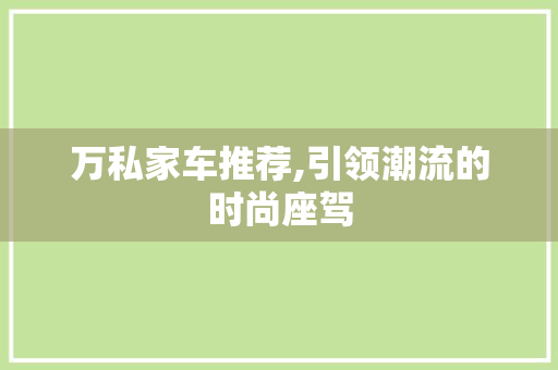 万私家车推荐,引领潮流的时尚座驾