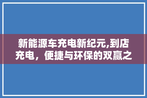新能源车充电新纪元,到店充电，便捷与环保的双赢之路