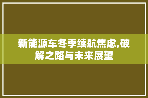 新能源车冬季续航焦虑,破解之路与未来展望