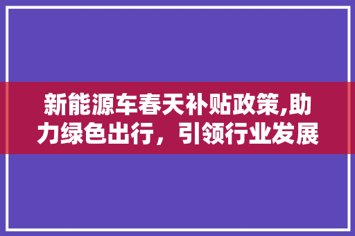 新能源车春天补贴政策,助力绿色出行，引领行业发展