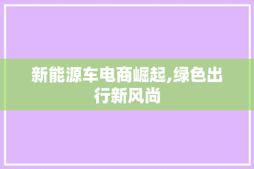 新能源车电商崛起,绿色出行新风尚