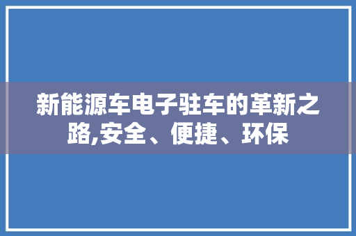 新能源车电子驻车的革新之路,安全、便捷、环保