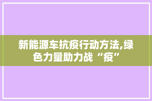 新能源车抗疫行动方法,绿色力量助力战“疫”