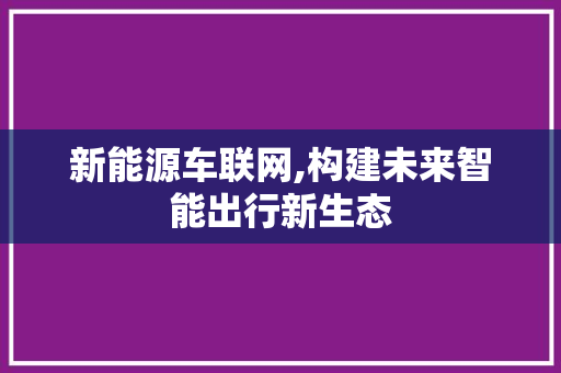 新能源车联网,构建未来智能出行新生态