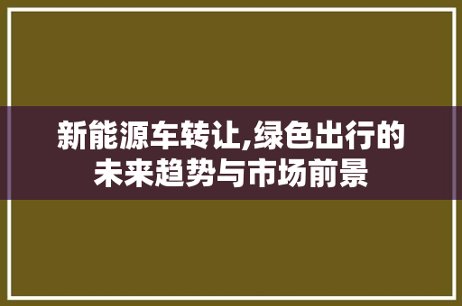 新能源车转让,绿色出行的未来趋势与市场前景