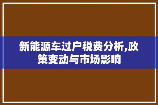 新能源车过户税费分析,政策变动与市场影响