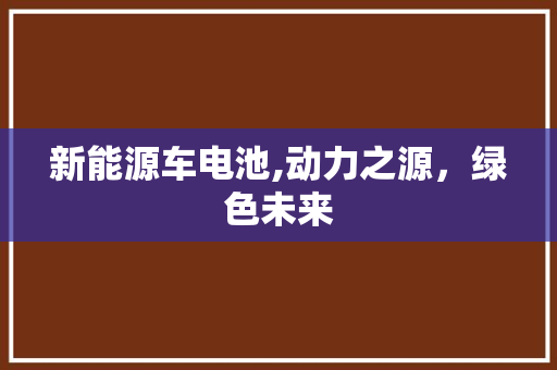 新能源车电池,动力之源，绿色未来