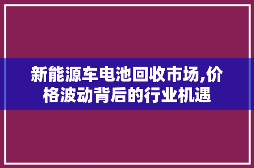 新能源车电池回收市场,价格波动背后的行业机遇