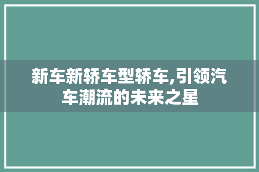 新车新轿车型轿车,引领汽车潮流的未来之星