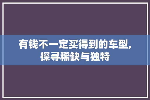 有钱不一定买得到的车型,探寻稀缺与独特