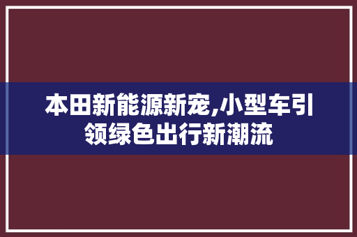 本田新能源新宠,小型车引领绿色出行新潮流