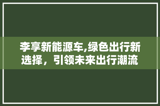 李享新能源车,绿色出行新选择，引领未来出行潮流