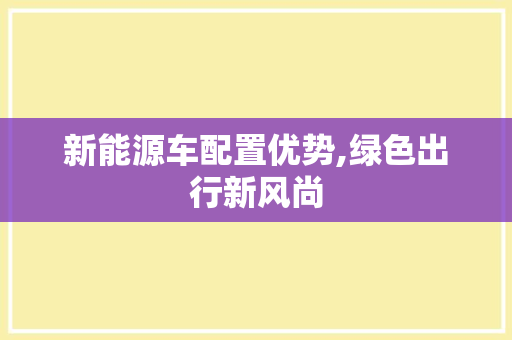 新能源车配置优势,绿色出行新风尚