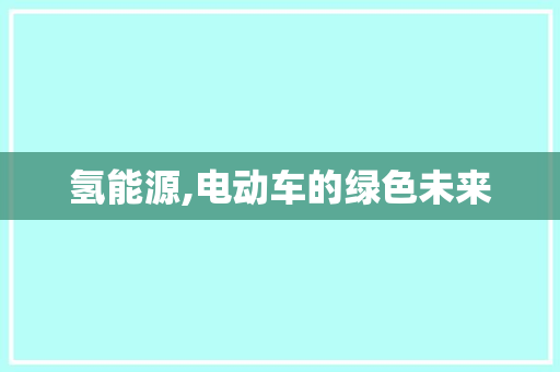 氢能源,电动车的绿色未来