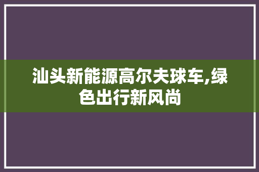 汕头新能源高尔夫球车,绿色出行新风尚