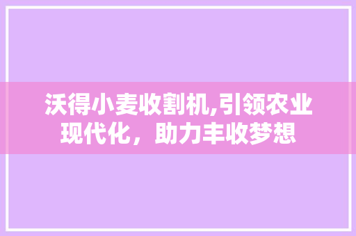 沃得小麦收割机,引领农业现代化，助力丰收梦想