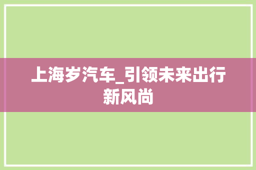 上海岁汽车_引领未来出行新风尚