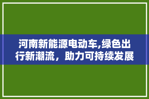 河南新能源电动车,绿色出行新潮流，助力可持续发展