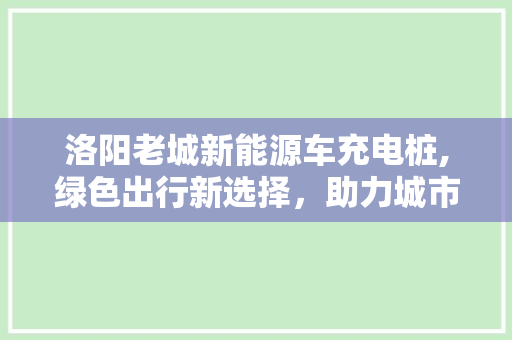 洛阳老城新能源车充电桩,绿色出行新选择，助力城市绿色发展