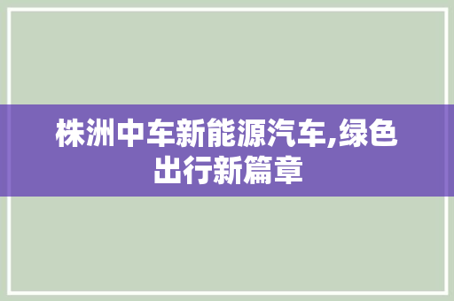 株洲中车新能源汽车,绿色出行新篇章