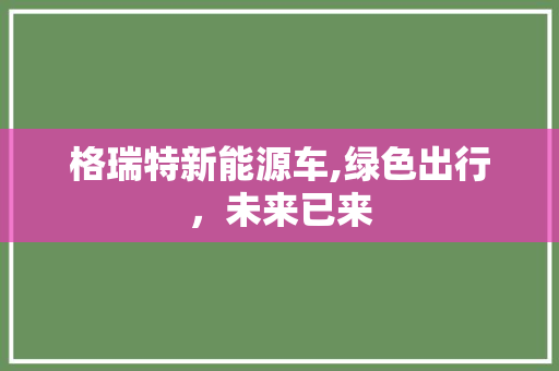 格瑞特新能源车,绿色出行，未来已来