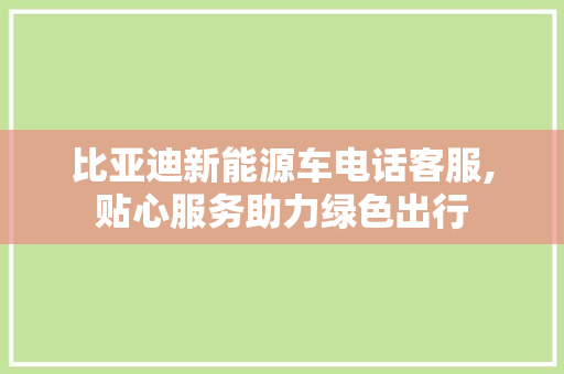 比亚迪新能源车电话客服,贴心服务助力绿色出行