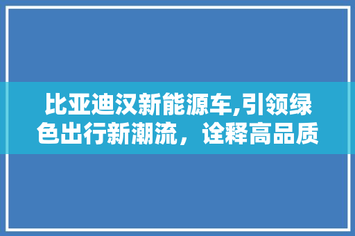 比亚迪汉新能源车,引领绿色出行新潮流，诠释高品质生活新境界