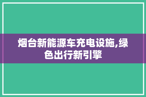 烟台新能源车充电设施,绿色出行新引擎