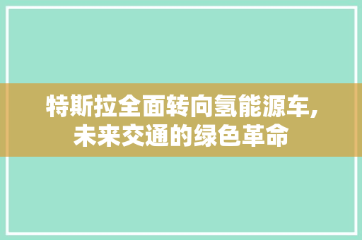 特斯拉全面转向氢能源车,未来交通的绿色革命