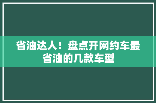省油达人！盘点开网约车最省油的几款车型