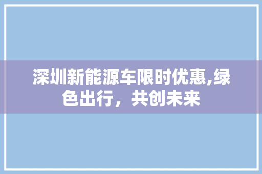 深圳新能源车限时优惠,绿色出行，共创未来