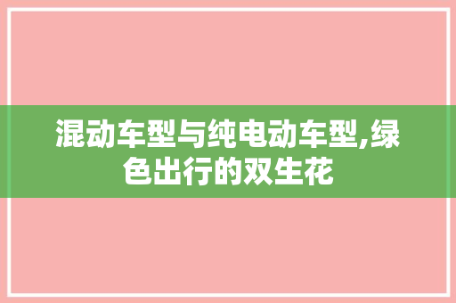 混动车型与纯电动车型,绿色出行的双生花