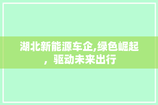 湖北新能源车企,绿色崛起，驱动未来出行
