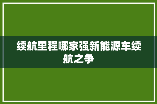 续航里程哪家强新能源车续航之争