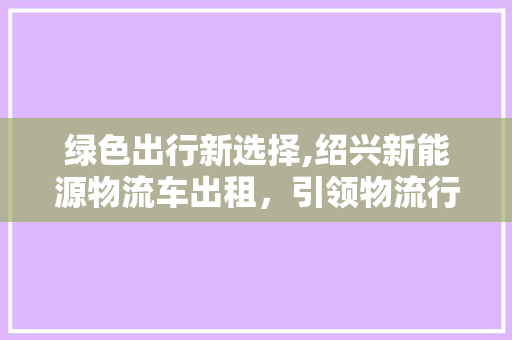 绿色出行新选择,绍兴新能源物流车出租，引领物流行业环保革命