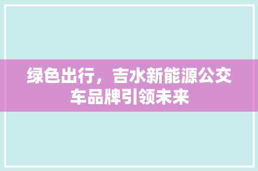 绿色出行，吉水新能源公交车品牌引领未来