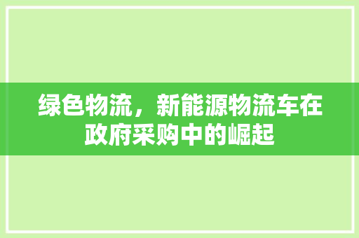 绿色物流，新能源物流车在政府采购中的崛起