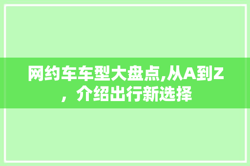 网约车车型大盘点,从A到Z，介绍出行新选择