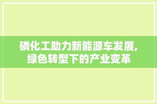磷化工助力新能源车发展,绿色转型下的产业变革