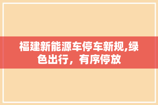 福建新能源车停车新规,绿色出行，有序停放