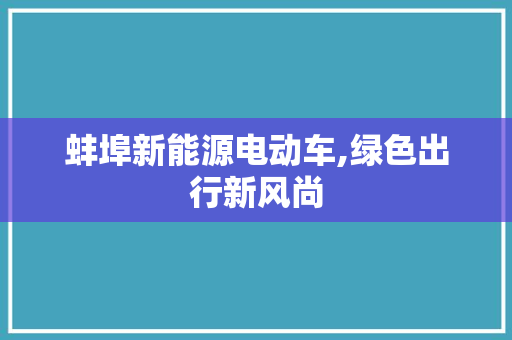 蚌埠新能源电动车,绿色出行新风尚