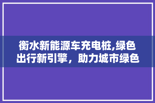 衡水新能源车充电桩,绿色出行新引擎，助力城市绿色发展
