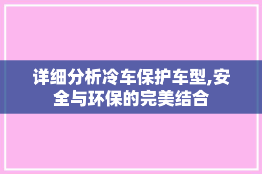 详细分析冷车保护车型,安全与环保的完美结合