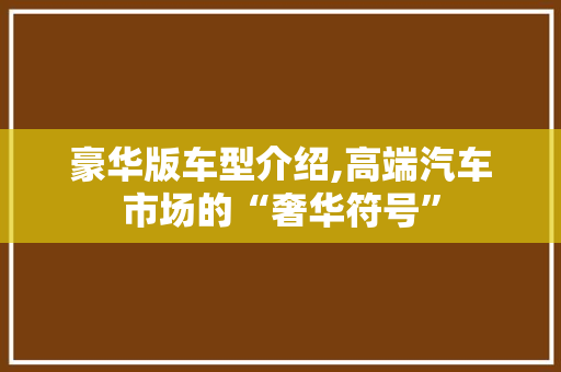 豪华版车型介绍,高端汽车市场的“奢华符号”