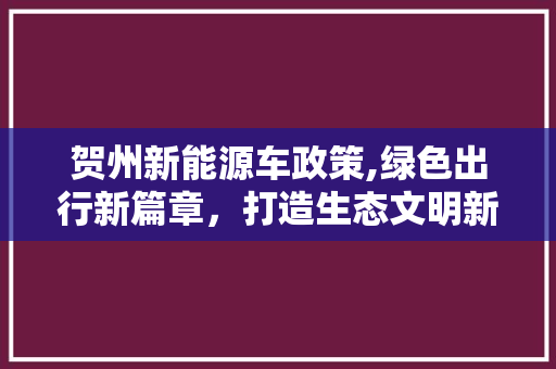 贺州新能源车政策,绿色出行新篇章，打造生态文明新标杆