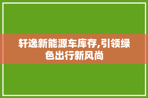 轩逸新能源车库存,引领绿色出行新风尚