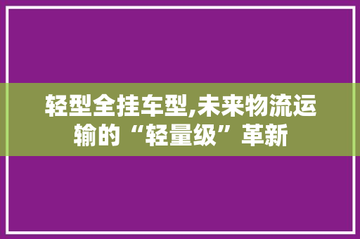 轻型全挂车型,未来物流运输的“轻量级”革新